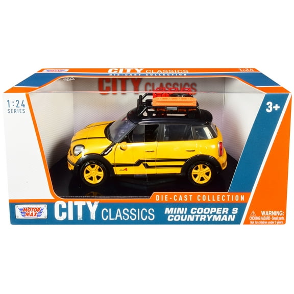 Mini Cooper S Countryman with Roof Rack & Accessories Yellow Metallic & Black "City Classics" 1/24 Diecast Model Car by Motormax