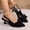 #0076-Black, variant on Xucatan Elegant Metallic Heel Sandals for Women, Pointed Toe Slip On Dress Pumps, Comfortable Low Heel Shoes for Work Cocktail Daily Gift