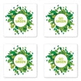 thumbnail image 1 of Saying Coaster Set of 4, Go Green Text Inside a White Circle with Leaves Eco Awareness, Square Hardboard Gloss Coasters, Standard Size, Apple Green Fern Green, by Ambesonne, 1 of 2