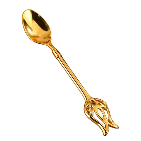 

danNing Tea Spoon Heat Resistance Comfortable Grip European Style Rust-proof Polished Tulip Pentastar Coffee Spoon for Dining Room