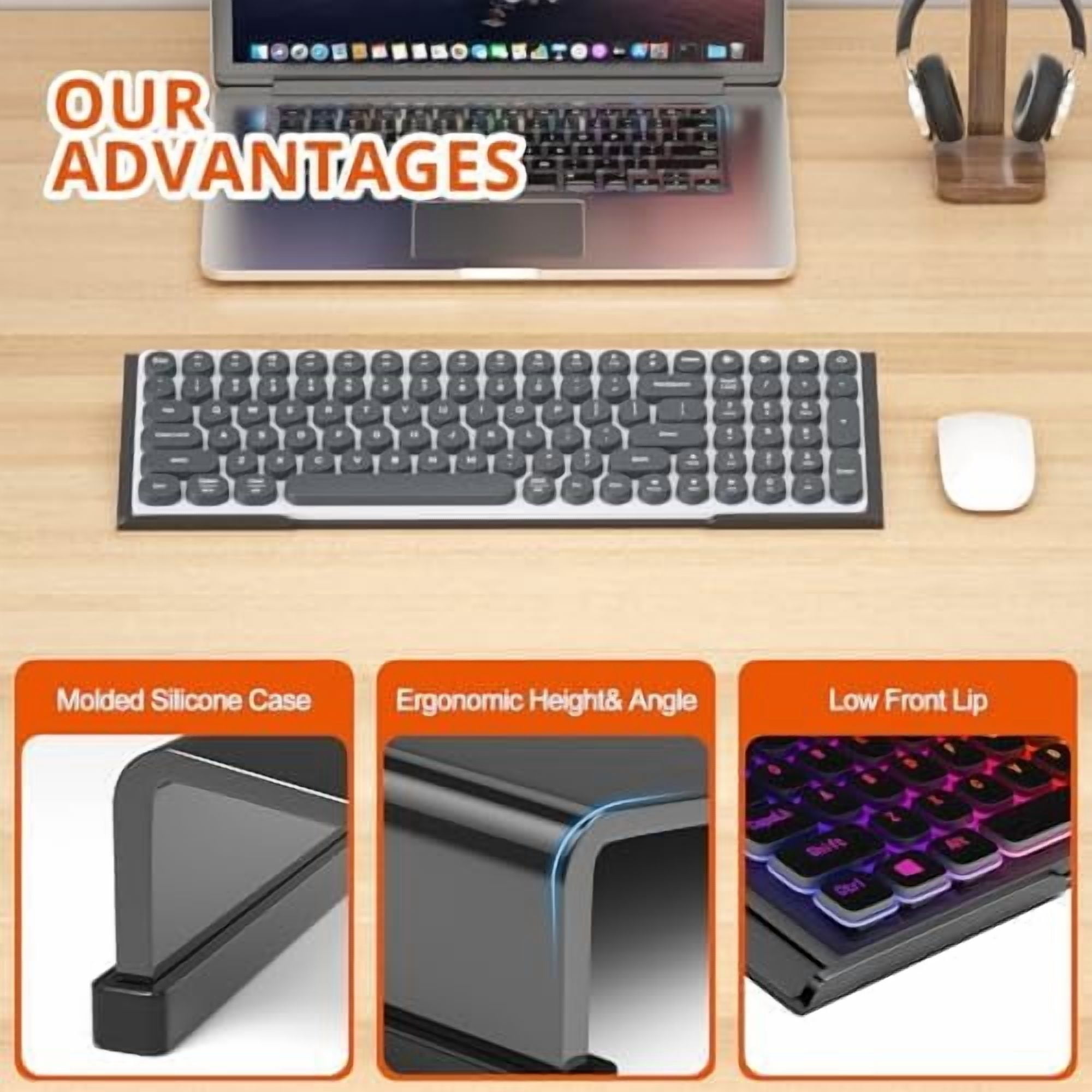 Computer Keyboard Stand Tilt PC Keyboard Stand Riser for Easy Ergonomic Typing, Acrylic Keyboard Tray Holder for Office Desk, Home, School, with Silicone Anti-Slip Case, Black