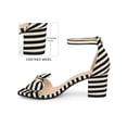 thumbnail image 2 of BLISSFUL STEP Bow Ankle Strap Stripe Block Heel Sandals for Women Black (Size 8.5), 2 of 7