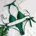 thumbnail image 3 of Efsteb Women 2 Piece Bikini Set Fashion Bandage Split Swimsuit Solid Color Swimming Two Piece Bathing Suit (Green,L), 3 of 5