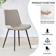thumbnail image 4 of Noble House Modern Faux Leather Dining Chairs, Curved Widened Seat, Black Metal Legs, Warm Gray, Set of 4, 4 of 7