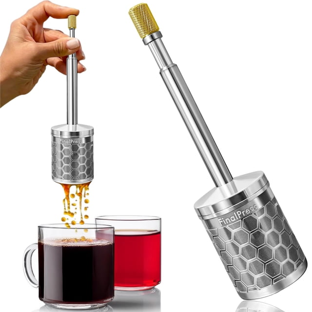 FinalPress Original Coffee & Tea Maker – Portable Stainless Steel Micro French Press – Patented 3-in-1 Technology for H