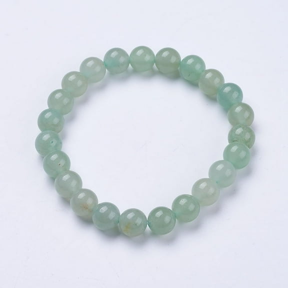 Natural Green Aventurine Beaded Stretch Bracelets Round 2 inch(52mm)