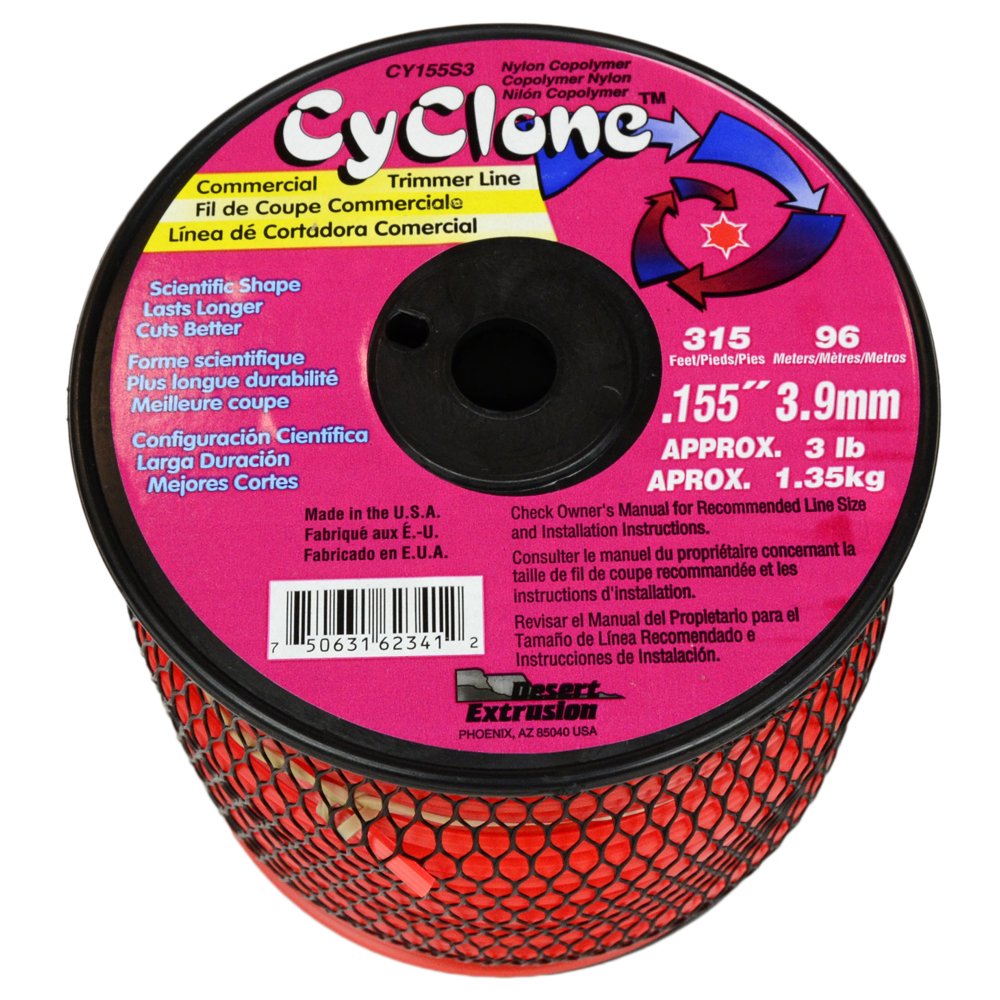 Cyclone CY155S3 0.155" x 315' Commercial String Trimmer Line Red, Made