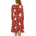 thumbnail image 3 of FKELYI Cartoon Santa Women Dress Size L Polyester Swing Twirl Skater Dress,Merry Christmas,Comfortable Women Dress Long Sleeve Party, 3 of 4