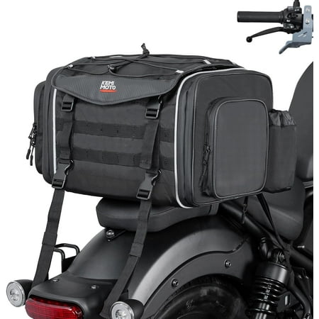 Motorcycle Travel Luggage Bags 25L-30L Expandable Tail Bag Waterproof Rear Rack Trunk Motor Pannier Bag w/ Rain Cover