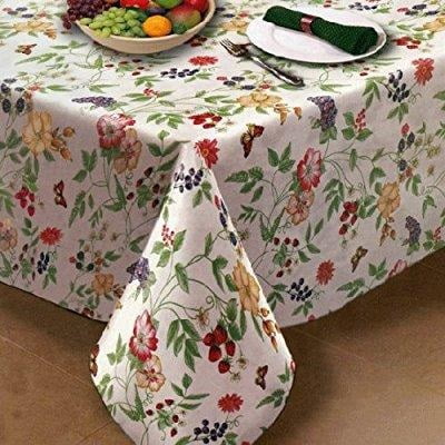 Vinyl Tablecloth Flannel Backing 60" x 102"  Tropical Toucan Floral 