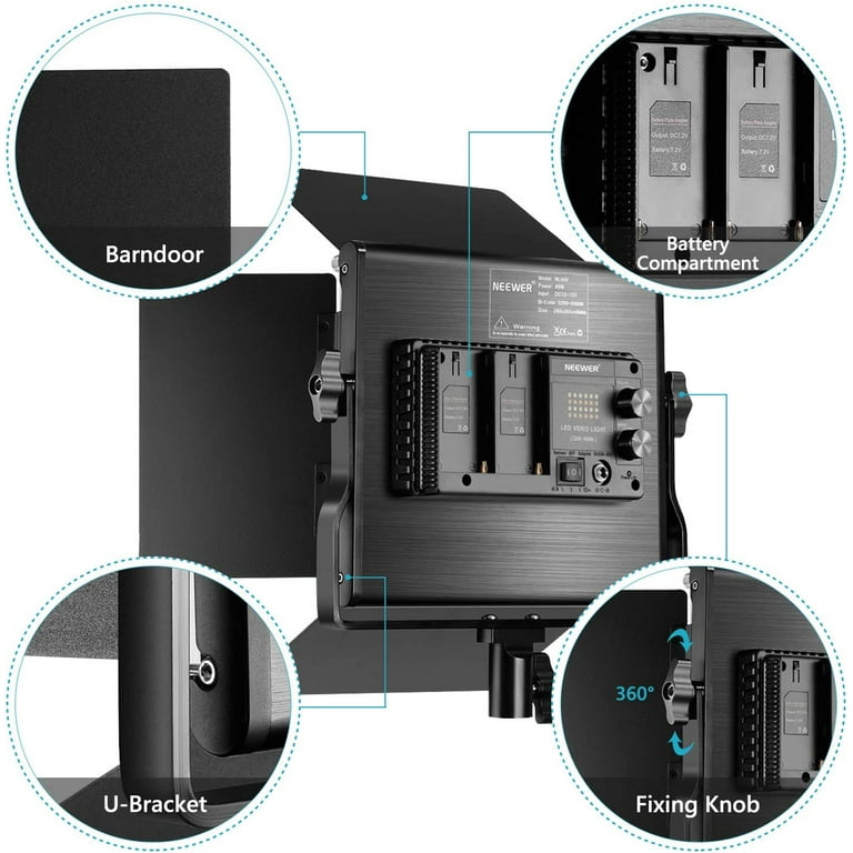 NEEWER LEDライトセット 3200-5600K NEEWER LEDビデオライト ポータブル 二色 3200K-5600K - NEEWER