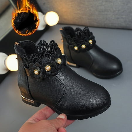 

Cathalem Winter Boots Size 2 Children Shoes Fashion Boots Shoes Plush Low Tube Children Leather Boots Shoes Black 7 Years