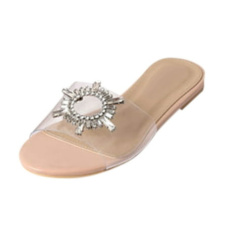 

Pgeraug slippers for women Womens Open Toe Non-Slip Sandals Roman Flats Slippers Casual Beach Shoes Women Shoes Beige 41