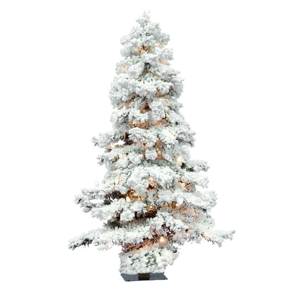 Vickerman 4' Flocked Spruce Artificial Christmas Tree, 150 Clear Lights