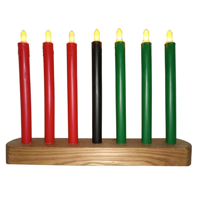 Kwanzaa Kinara Flameless Battery Powered Electric Candles Handmade