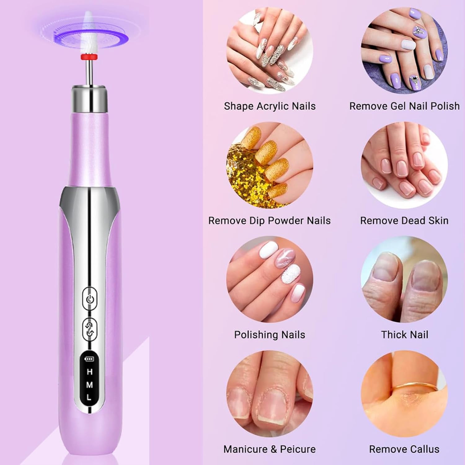 Professional Cordless Nail Drill Kit: 3-Speed Adjustable, Ultra-Quiet Electric Manicure Tool with 12 Bits & 31 Bands for Salon/Home Nail Art, Rechargeable & Portable