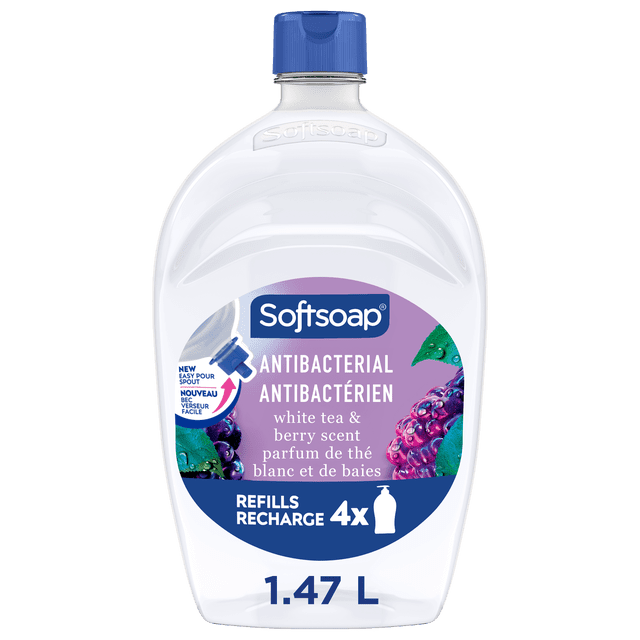 Savon mains antibactérien Softsoap, parfum thé blanc et baies, 1,47 L