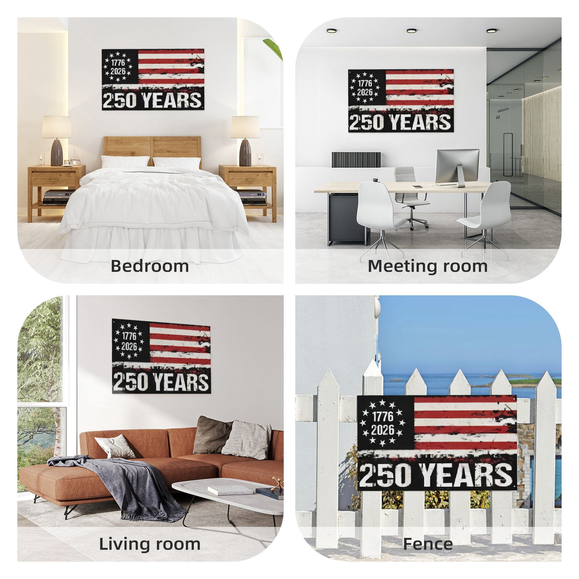 USA 250th Anniversary Flag Double-Sided 4x6 Ft American Independence 1776–2026 Celebration Flag 250 Years Birthday Patriotic Banner for Indoor Outdoor Decor
