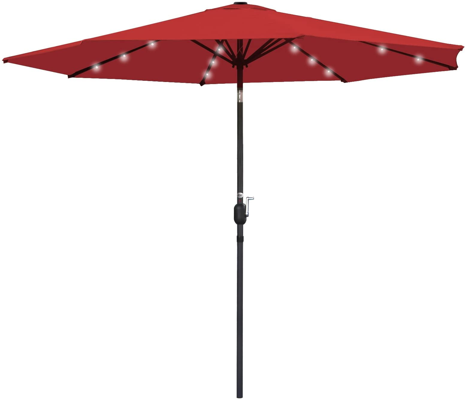 Patio Umbrella 10ft Market Umbrella with LED Solar Lights and Crank