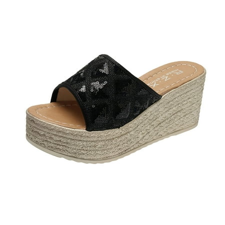 

Ladies Fashion Bright Leather Platform Wedge Casual Beach Sandals
