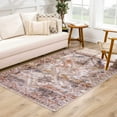 thumbnail image 5 of Hauteloom Isugod Traditional Southwestern Living Room Bedroom Kitchen Area Rug - Machine Washable - No Pile Rug -Boho Vintage Distressed - Faded - Beige, Orange, Brown, Black - 7'6" x 9'6", 5 of 10