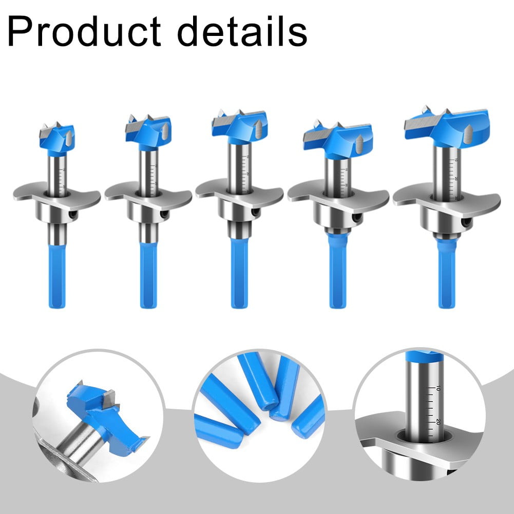 Woodworking Hole Drill Carbide Hinge Boring Bit Set Flat Wing Drill
