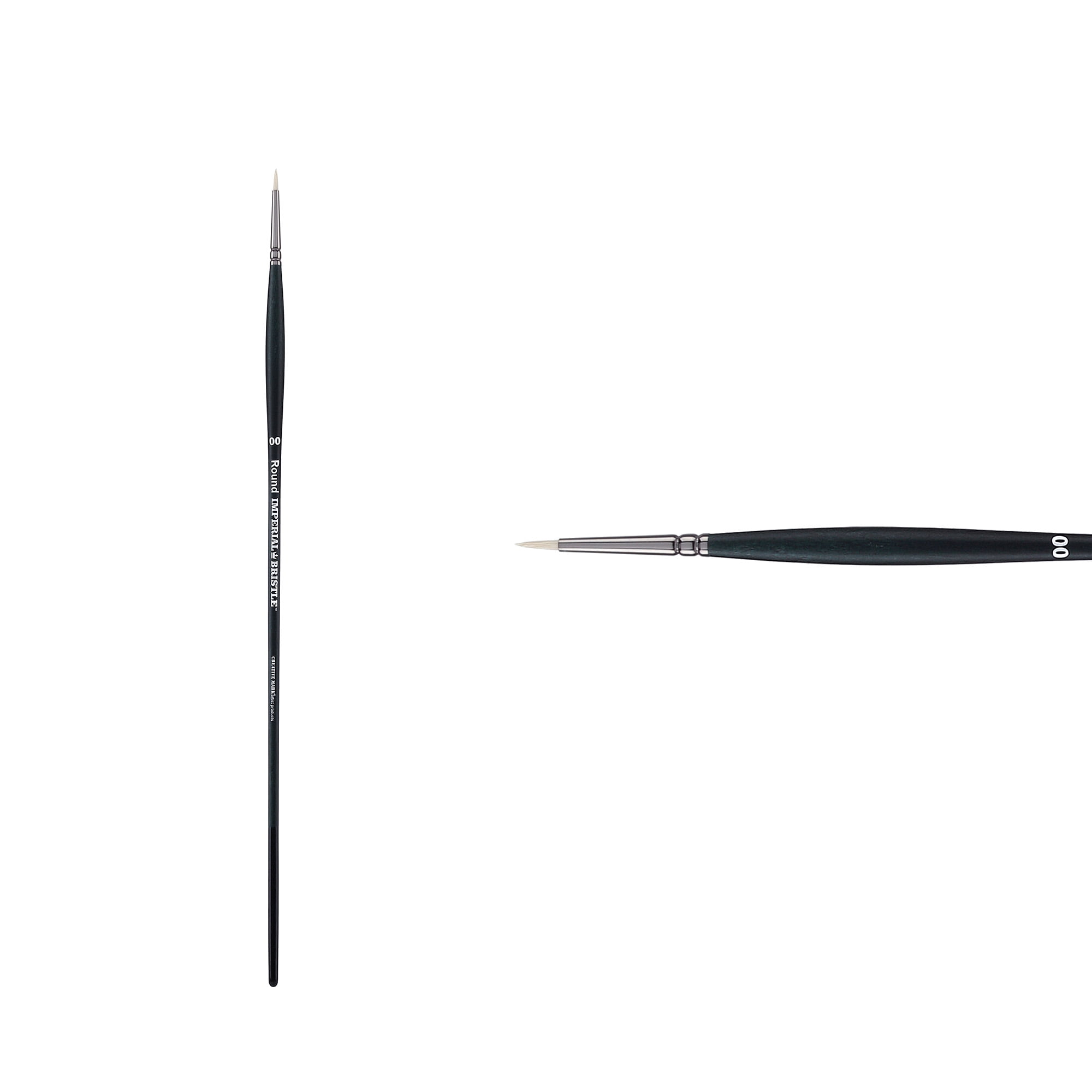 Creative Mark Imperial Professional Chungking Hog Bristle Brush- Round #00 - Pack of 3 Handmade Long Handle Oil Paint Brushes for Artists, Nickel-Plated Brass Ferrules, Stiff yet Soft Natural Bristles