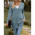 thumbnail image 3 of Cardigans for Women Solid Long Sleeve Ribbed Knit Open Front Button Lightweight Fall Cardigan with Pockets Cogild, 3 of 9