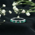 thumbnail image 3 of Rosec Jewels Lab Grown Emerald Half Eternity Ring with Diamond, Anniversary Band Ring - AAAA Quality, 925 Sterling Silver, US 4.00, 3 of 7