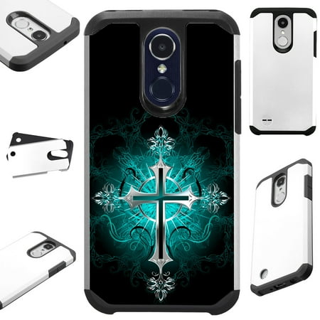 Grace Gothic Collection - For LG K20 Plus V5 | Harmony | Grace | K10 (2017) | K20 V Case Hybrid TPU Fusion Phone Cover (Teal Gothic Cross)