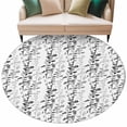 thumbnail image 2 of Black Grey Botanical 6ft Round Rugs, Spring Floral Summer Farmhouse Washable Non-Slip Area Rugs for Living Room Bedroom Kitchen, Soft Low Pile Dining Room Kicthen Circle Carpet, Indoor Floor Rug, 2 of 9