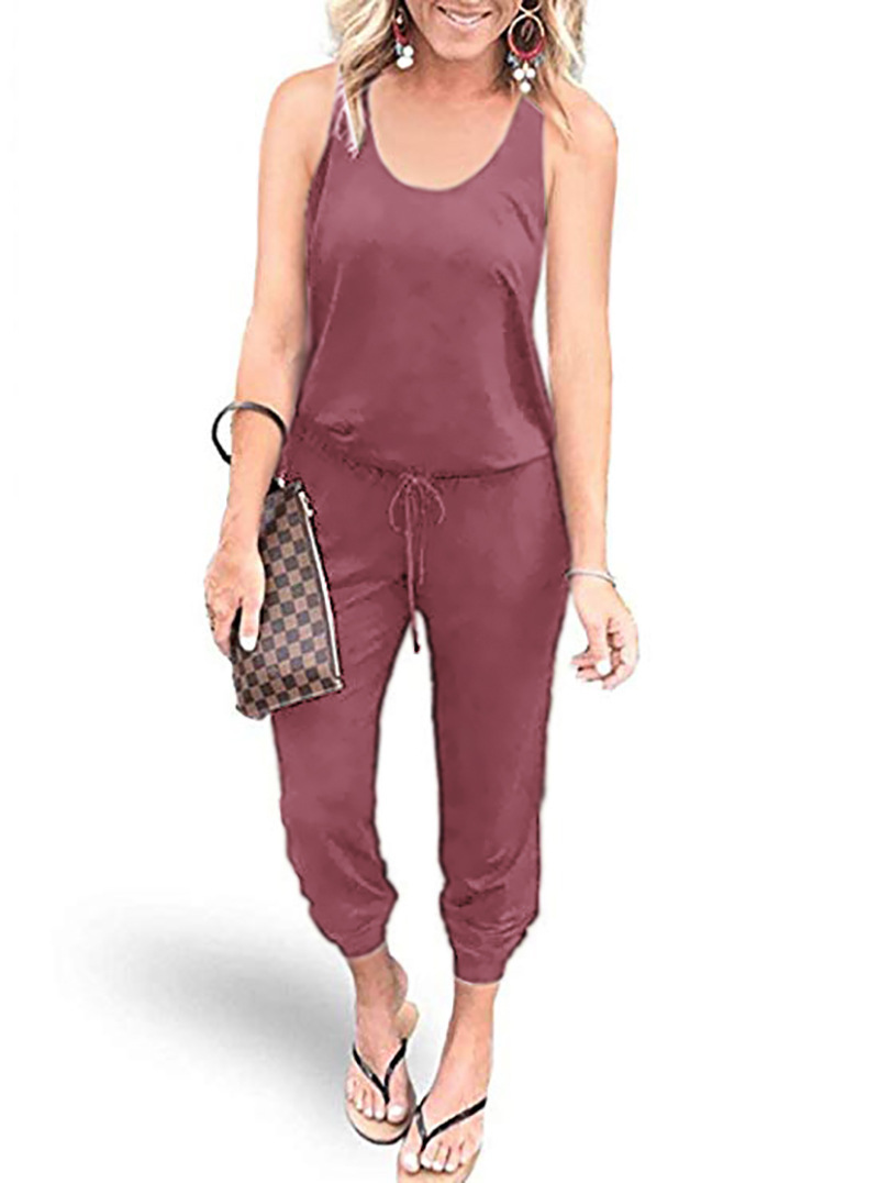 New Women's Jumpsuit 4Color Fashion Strap Laceup with Pocket Vest