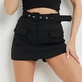 thumbnail image 5 of Sngxgn Women's High Waisted A-Line Wrap Skirt Mini Skirt(Black,M), 5 of 6