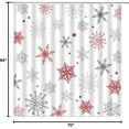 thumbnail image 4 of Christmas Snowflake Shower Curtain Winter Snowy Red Gray Merry Christmas Holidy Fabric Bathroom Curtain Set with Hooks(70" Wx84 H), 4 of 4