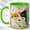 Green, variant on Garden Cats Coffee Mug, Floral Kitten Mug, Ceramic 11 oz