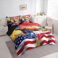 thumbnail image 3 of jejeloiu Modern American Flag 7-Piece Bedding Comforter Set,Brown Highland Cattle King Bedding Sets Reversible, 3 of 8