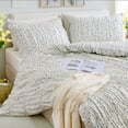 thumbnail image 5 of Pink Floral Ruched Duvet Cover 100% Cotton Farmhouse Shabby Chic Garden Bedding Sets Vintage Flower 3 Pcs Comforter Cover for Girls Women Room Decor All Season, 5 of 9