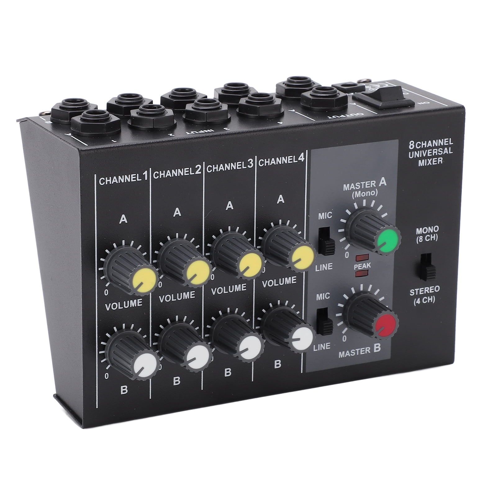 Sound Mixing Console, US Plug 110-240V 6.35mm Interface 8 Channel Input Audio Mixer Stereo  For Music