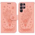 thumbnail image 1 of SaniMore for Samsung Galaxy S23 Ultra Case Flower Embossed Design, Card Wallet Cover for Women Girls with Card Holder Kickstand Wrist Strap PU Leather All-Round Shock Protection Shell, Pink, 1 of 7