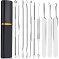 thumbnail image 2 of AoHao Blackhead Remover Tool, 10 Pcs Professional Pimple Comedone Extractor AoHao Tool Acne Removal Kit - Treatment for Pimples, Blackheads, Zit Removing, Forehead,Facial and Nose(Silver), 2 of 10