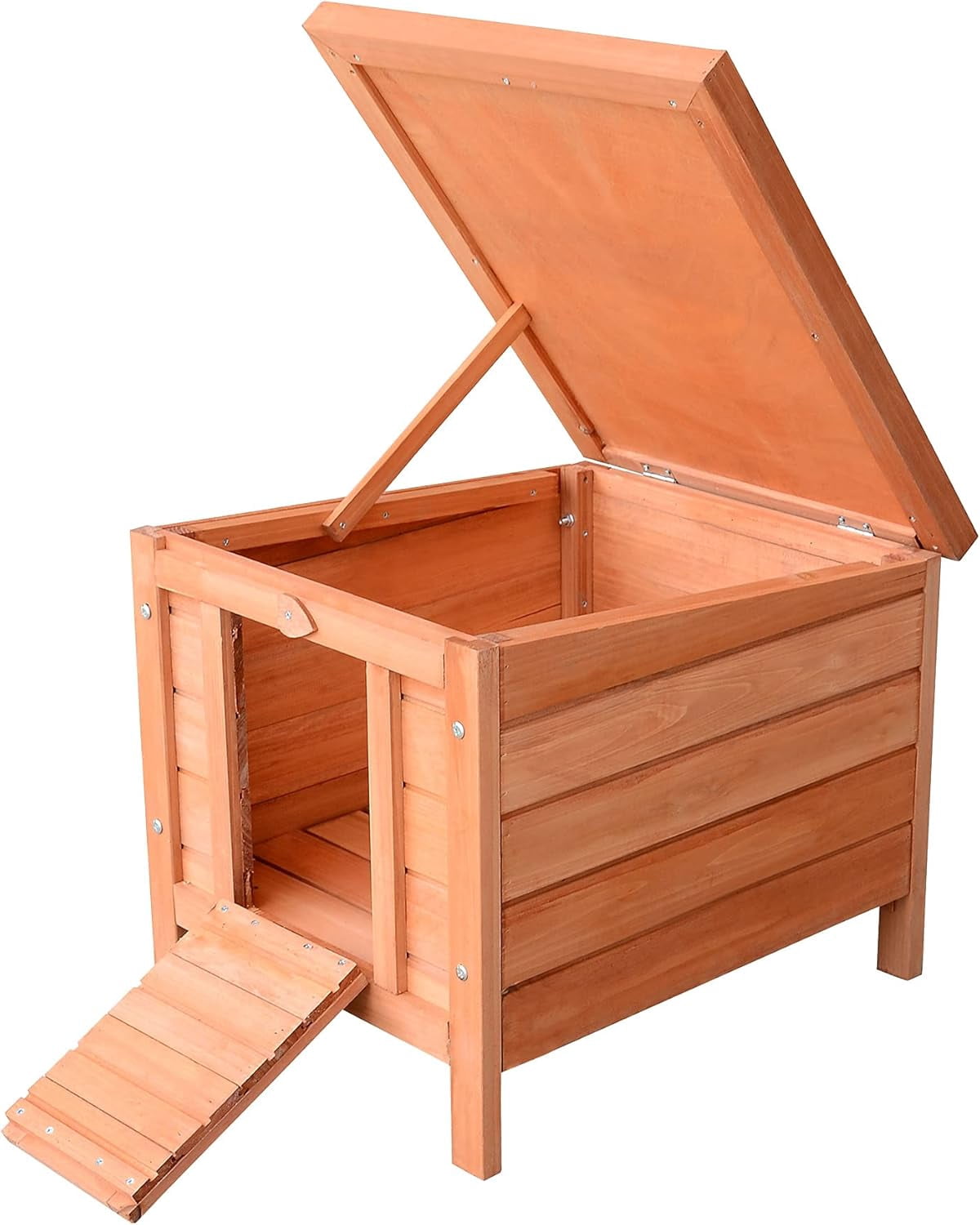 WSWJY Small Wooden Rabbit Hutch Bunny Cage Guinea Pig Cage Duck House Dog House with Openable & Waterproof Roof, Natural