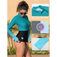 thumbnail image 5 of Alove Womens Long Sleeve UPF 50+ Rash Guard Top with Thumb Hole Swim Shirts Gradient Color Block Swim Tops with Shoulder Zipper, 5 of 8