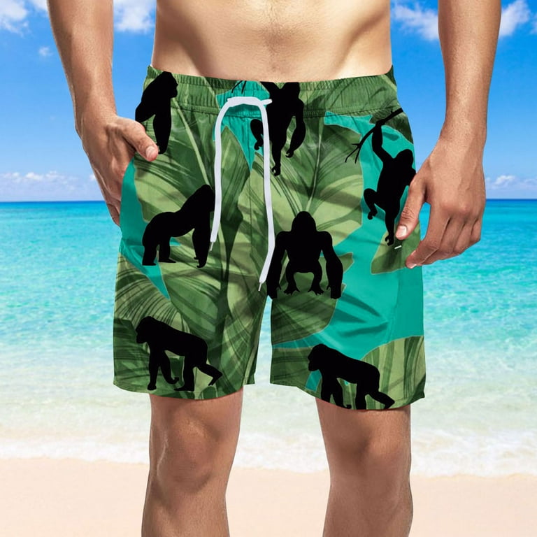 Pzocapte Indepence Day Mens Swimming Trunks Outfits Man Swim Trunks Tropical Hawaii Floral Fitted Lace-Up Mid Rise Style Spandex Men Flag Swim Trunks