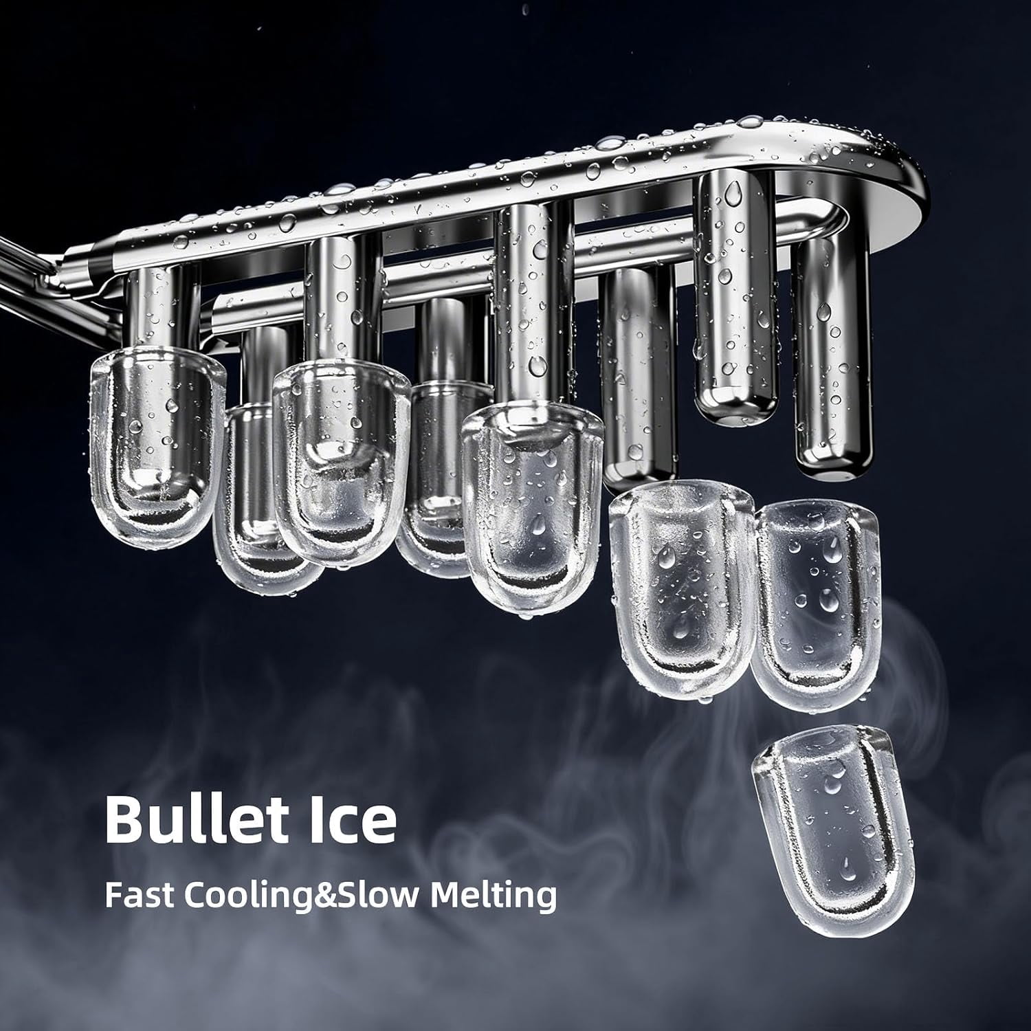 Ice Makers Countertop,26Lbs/24H,8Pcs in 6Mins,Portable Ice Maker Machine with 1.2 L Water Tank,Self-Cleaning,Interior Lighting,2 Sizes of Bullet Ice for Home/Kitchen/RV/Camping(Stainless Steel)