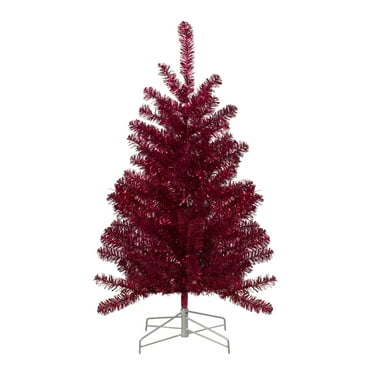 Northlight 3' Metallic Crimson Tinsel Artificial Christmas Tree - Unlit