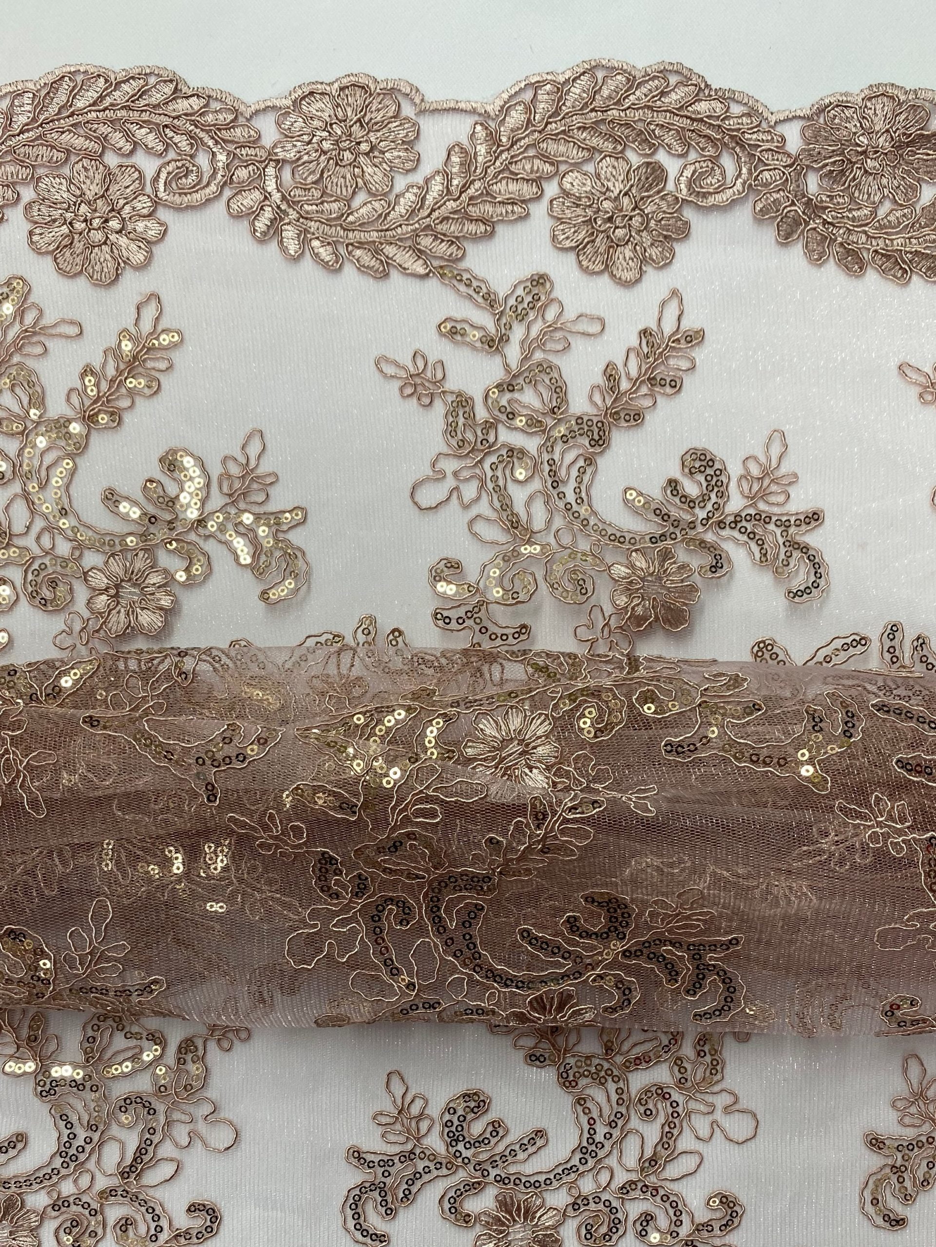 Beautiful Embroidered Lace w/Sequins, By the Yard from Sal Tex Fabrics