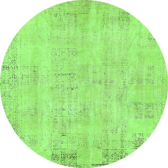 Ahgly Company Indoor Round Abstract Green Modern Area Rugs, 7' Round