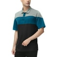 thumbnail image 2 of Men's Quick Dry Golf Shirts Moisture Wicking Performance Color Block Casual Short Sleeve Polo Shirt Black Blue,5XL, 2 of 8