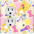 thumbnail image 1 of Metal Light Switch Wall Plate Outlet Cover (Yellow Teddy Bear Karaoke Hearts Music Bow - Single Duplex Single Toggle), 1 of 2