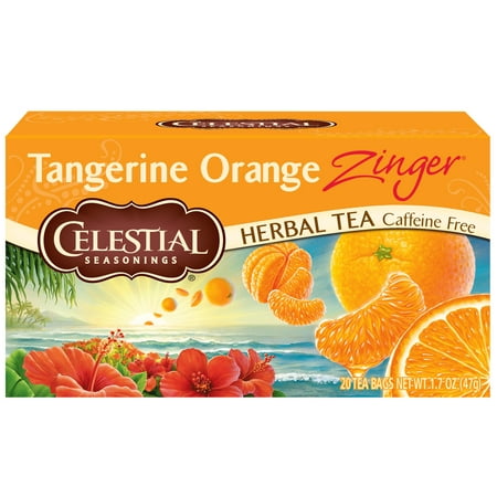 Lemon Zinger Green Tea - (6 Boxes) Celestial Seasonings Herbal Tea, Tangerine Orange Zinger, 20 Count